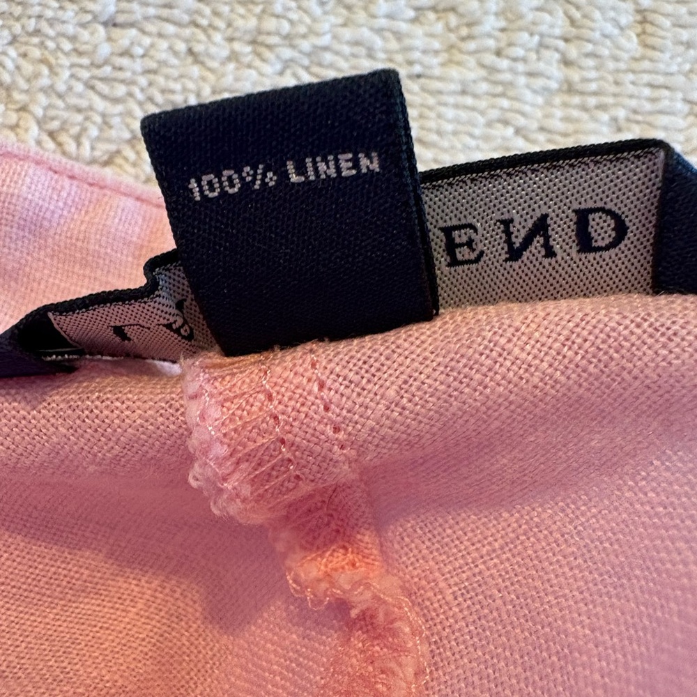 Lands’ End Women’s Pink Linen Button-Up Blouse Mandarin Collar Size 12 - Picture 7 of 9